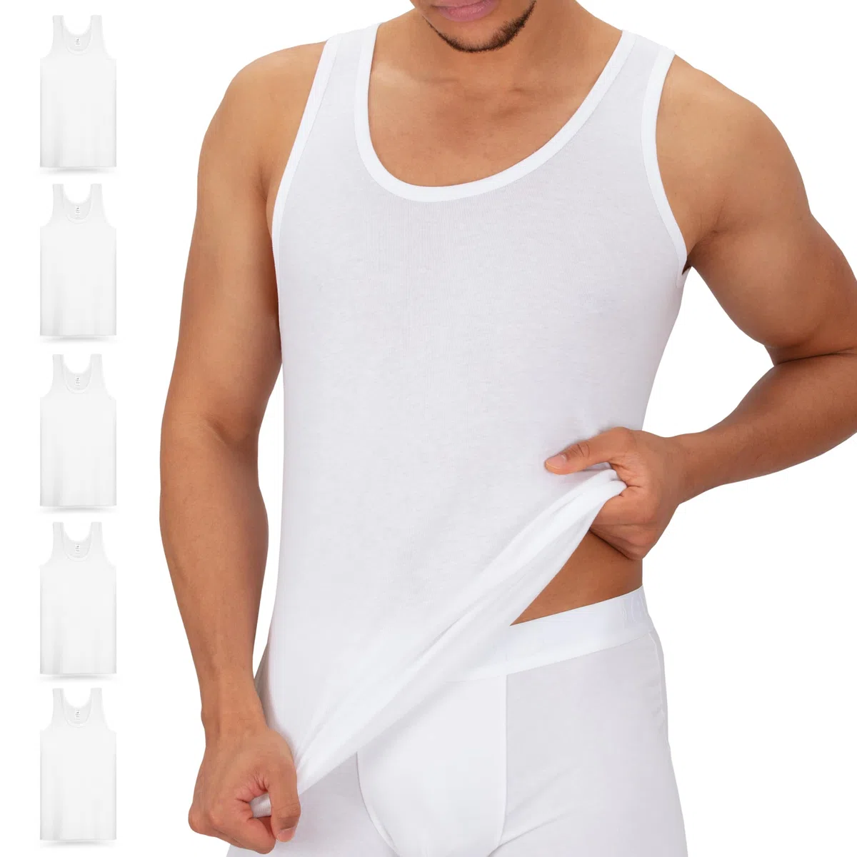CELODORO - Canottiere da uomo lisce, 100% cotone pettinato, pretrattate, 5 pezzi, colore: bianco