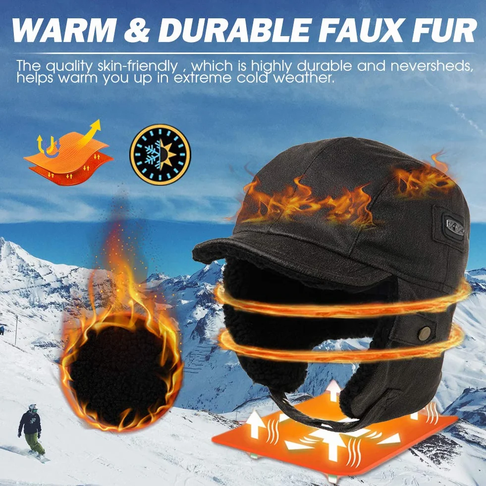 Siggi - cappello da aviatore in pelle sintetica, cappello da caccia invernale per adulti.