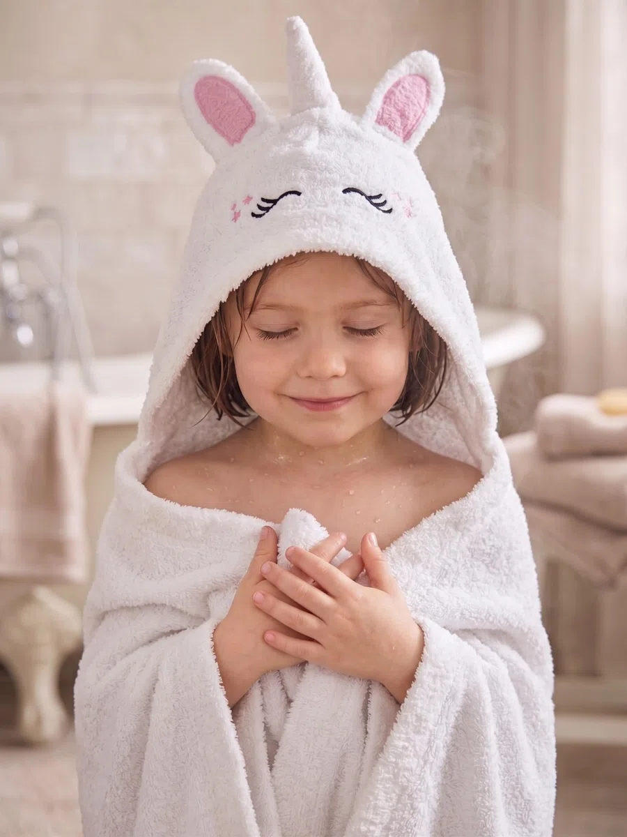 o-day Morbido Accappatoio Bambino Spugna e Divertente Accappatoio Bambina Spugna con Cappuccio a Forma di Animali Cotone 100%