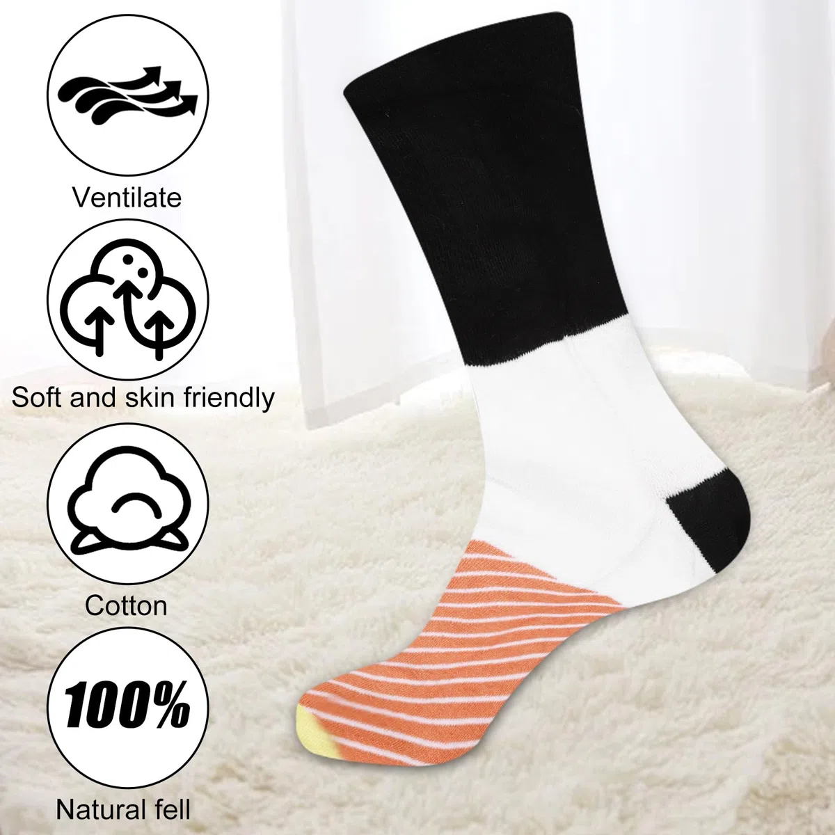 BAIFULAI 5 Paia di Calzini Sushi Divertenti Accessori per Uomo Donna Idee Regalo Divertenti