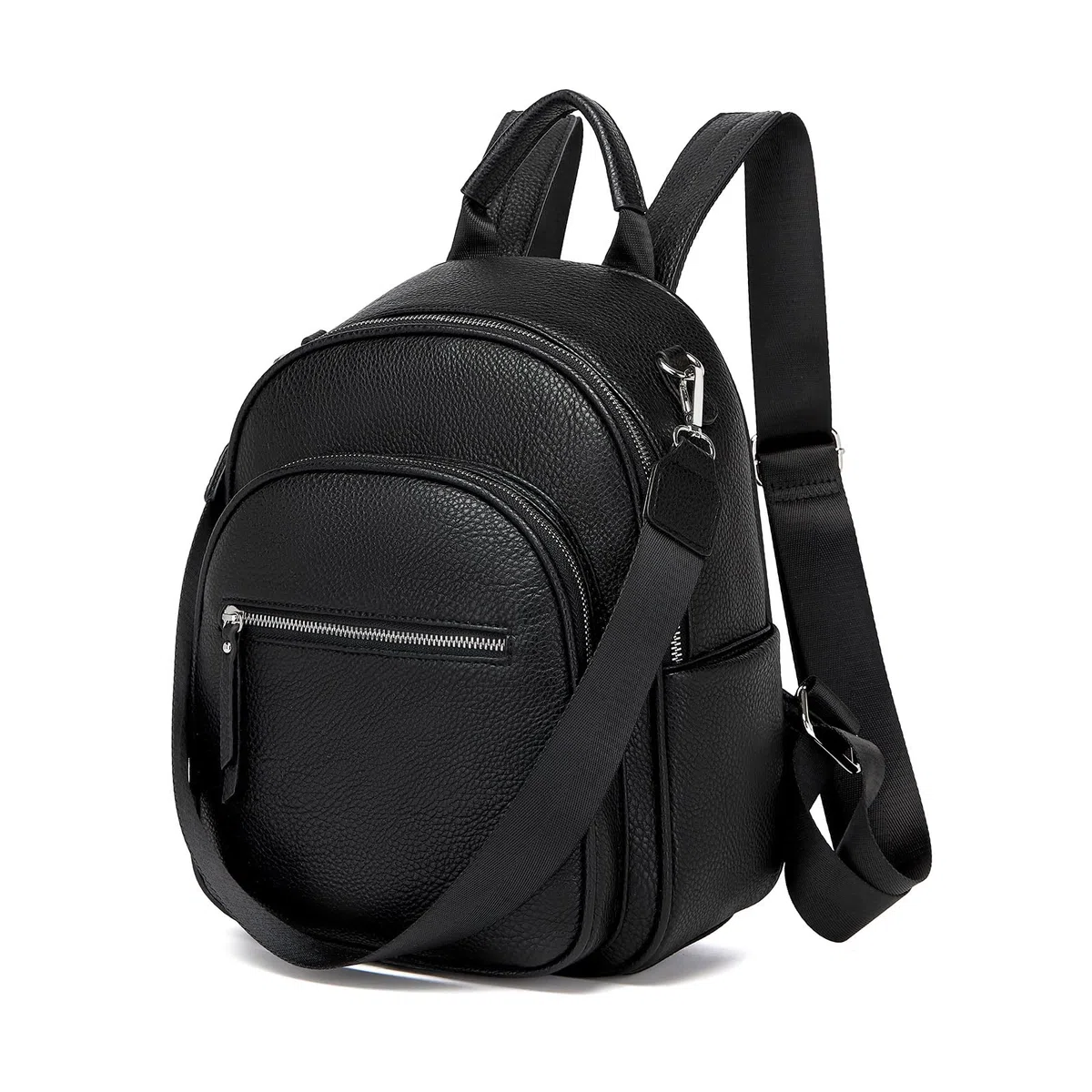 Miss Lulu Zaino Donna, Borsa a Tracolla Donna, Pelle PU, Nero, Media | Impermeabile, Tracolla Rimovibile, Tasca Antifurto, Stile Semplice, Elegante, per Viaggi, Lavoro e Passeggiate