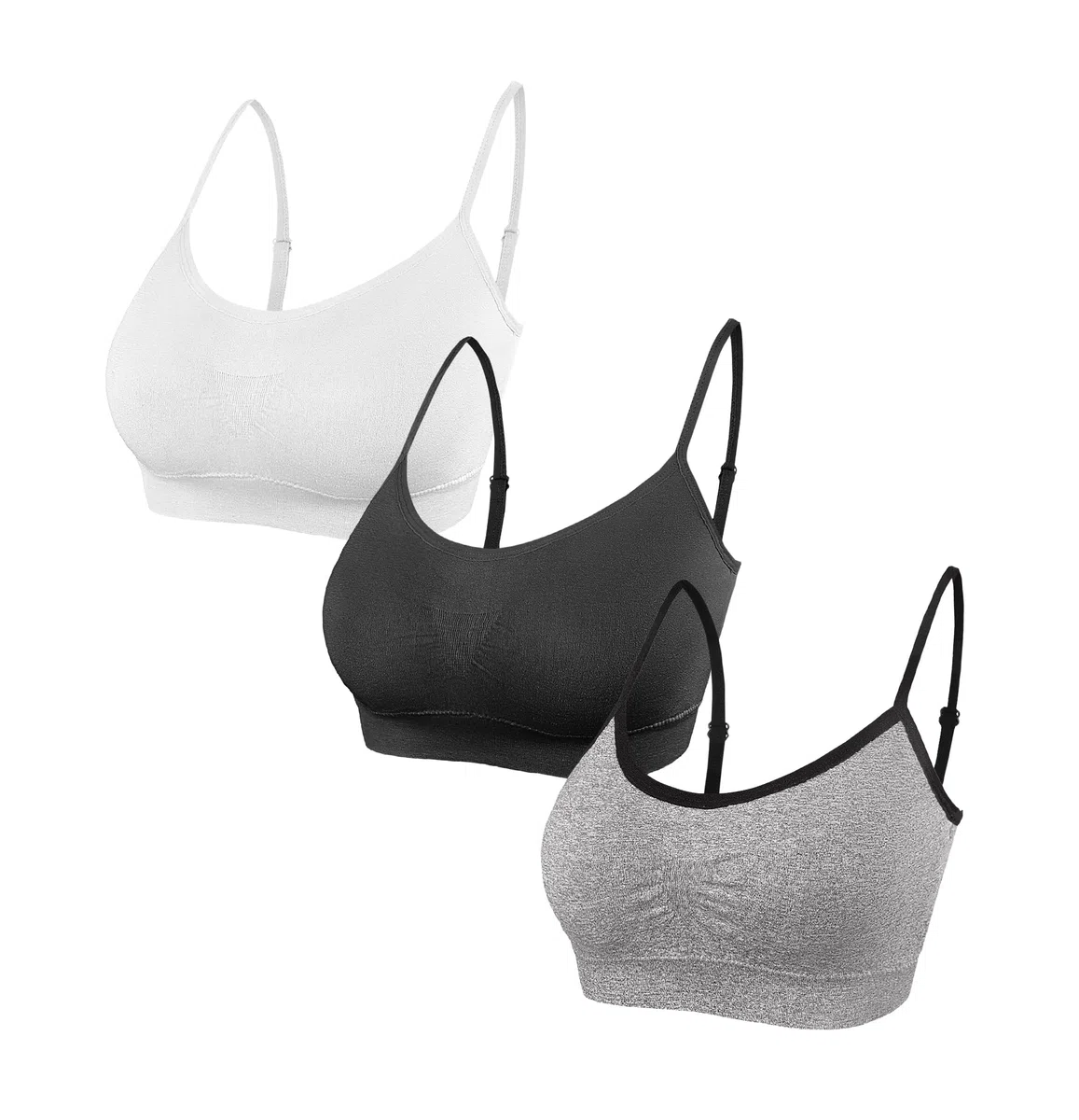SHEKINI Reggiseno Sportivo Senza Ferretto Canotta Donna con Imbottita Rimovibili con Spalline Regolabili Senza Cuciture Pack 3 Pezzi Yoga Running