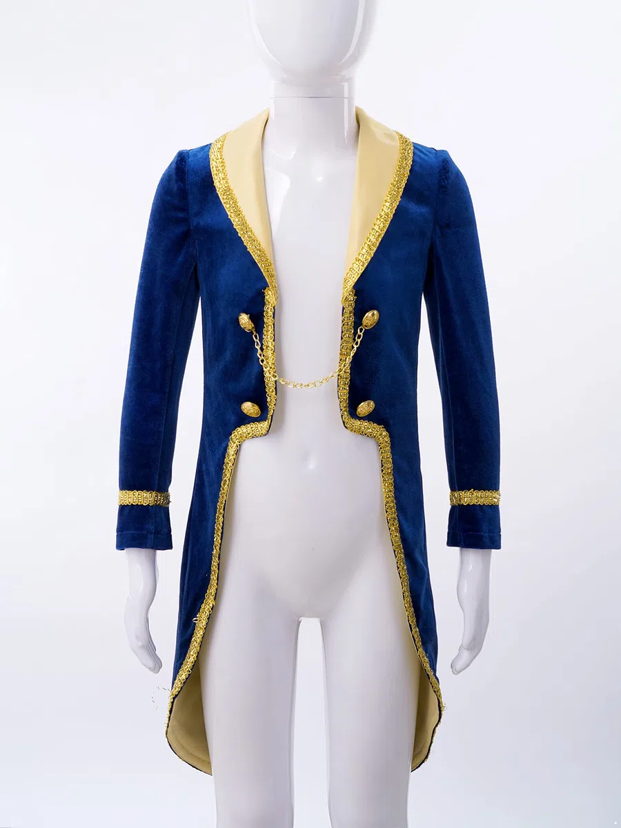 MSemis Costume da Principe La Bella e la Bestia Carnevale Costume Blazer Elegante Azzurro Abito da Cerimonia Cappotto Bambino Invernale Smoking Giacca da Sposa Festa