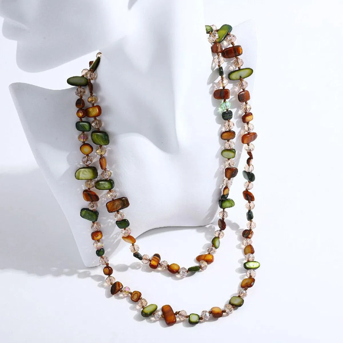 Collana lunga con perline irregolari colorate, collane lunghe estive da spiaggia, gioielli bohémien da donna (Style E)