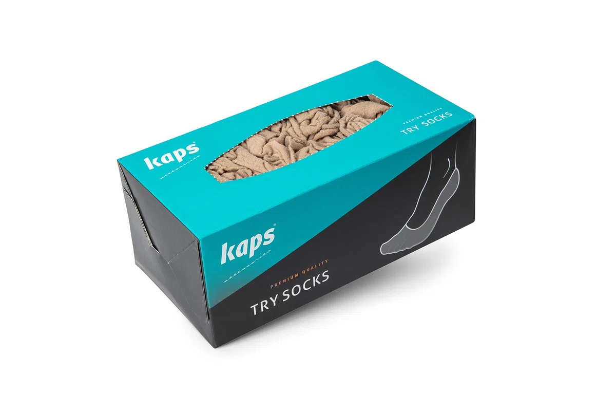 Kaps Calze Prova, Calze Igieniche Ideale per Provare le Scarpe, Confezione di Calze Usa e Getta, 72 Paia di Calze 20 Denari Taglia unica in Nylon