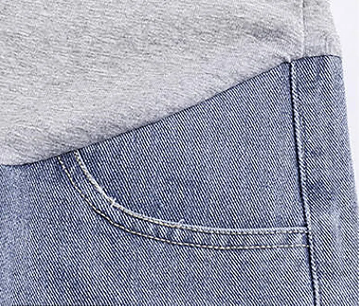 2025 Pantaloni Premaman Donna Elasticizzati Vita Alta Jeans Gravidanza Estivi Casual Vestibilità Casual Pantaloncini a Gamba Diritta Confortevoli Per Uso Quotidiano Pantaloni Pioggia Donna, Blu, M