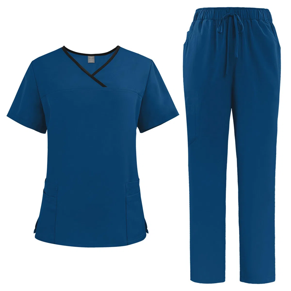 Scrub per le donne Split Suit V-Top e pantaloni da jogging con quattro tasche colore puro asciugatura rapida medica infermieristica uniforme DK51