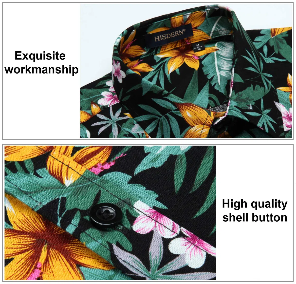 HISDERN Camicie Aloha Hawaiana Funky Manica Corta Tasca Anteriore Vacanza Estate Stampato Spiaggia Camicia Casual Hawaii S-2XL