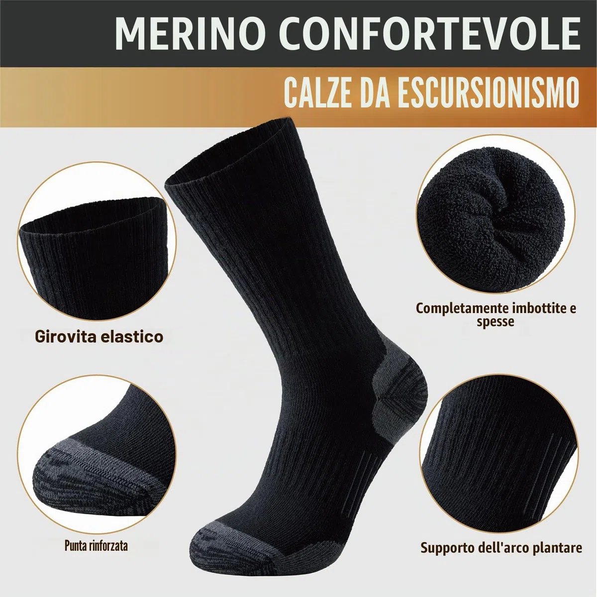 Niorasen Calze Invernali Termiche da Uomo e Donna, Calze Invernali da Trekking in Lana Merino, Calzini Traspiranti, Calze Sportivi per Ciclismo, Trail Running, Sci, Calze Lavoro, 3 Paia