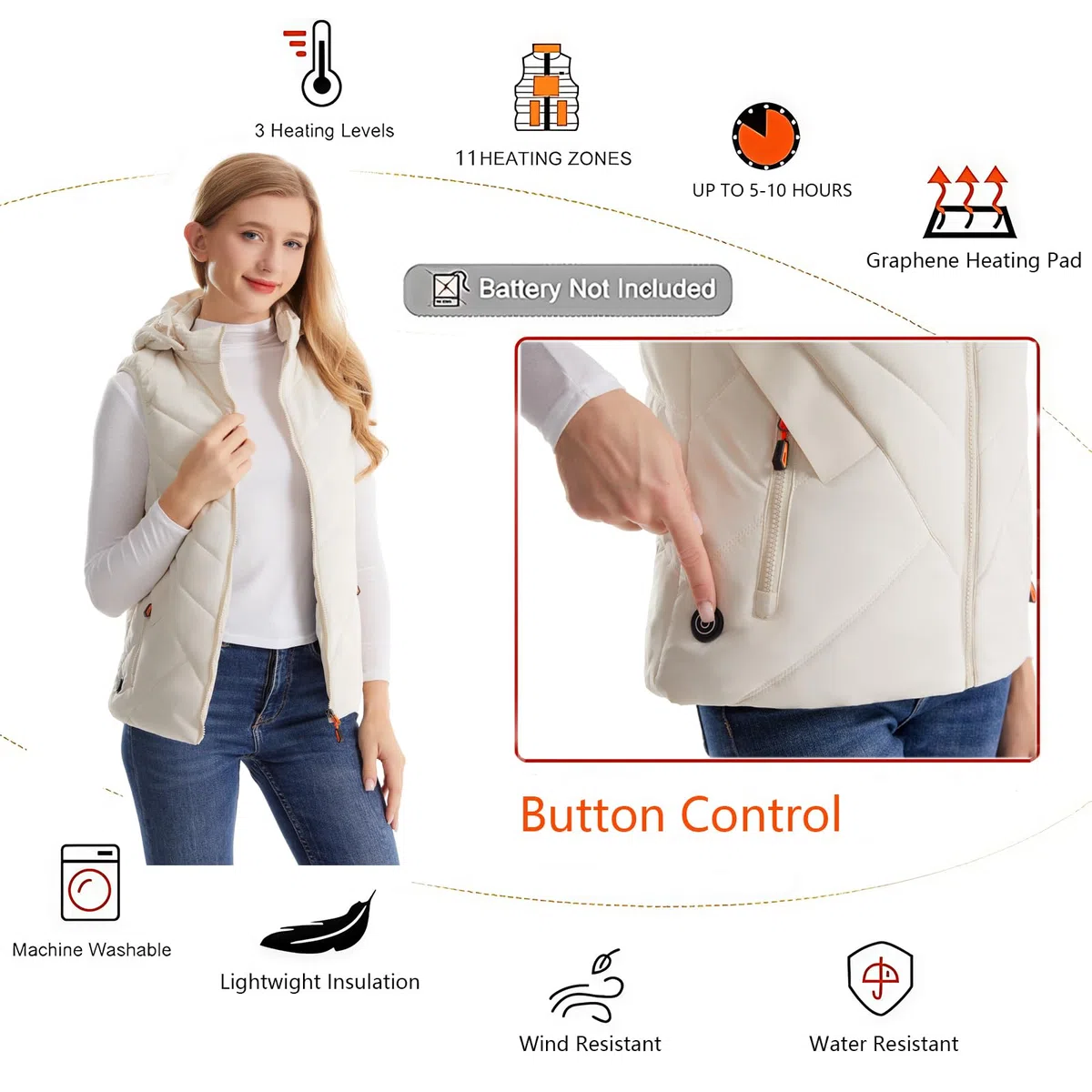 Monave Gilet riscaldato da donna, massimo comfort, riscaldato, controllo indipendente, con 11 zone di riscaldamento, la confezione non include power bank