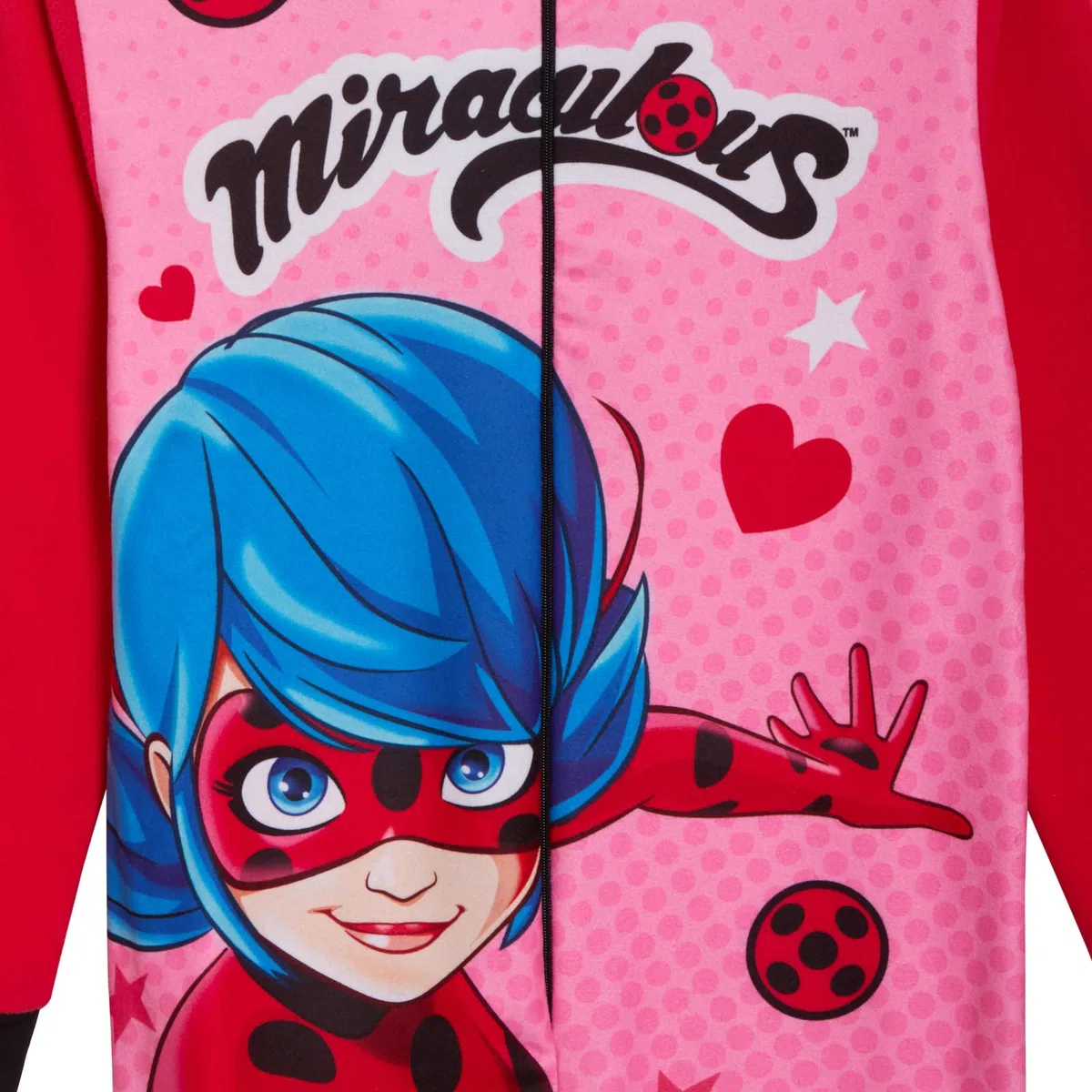 Miraculous Tutina per ragazze coccinella tutto in uno pigiama in pile per bambini, vestito da gioco, costume da pigiama con cerniera, multi