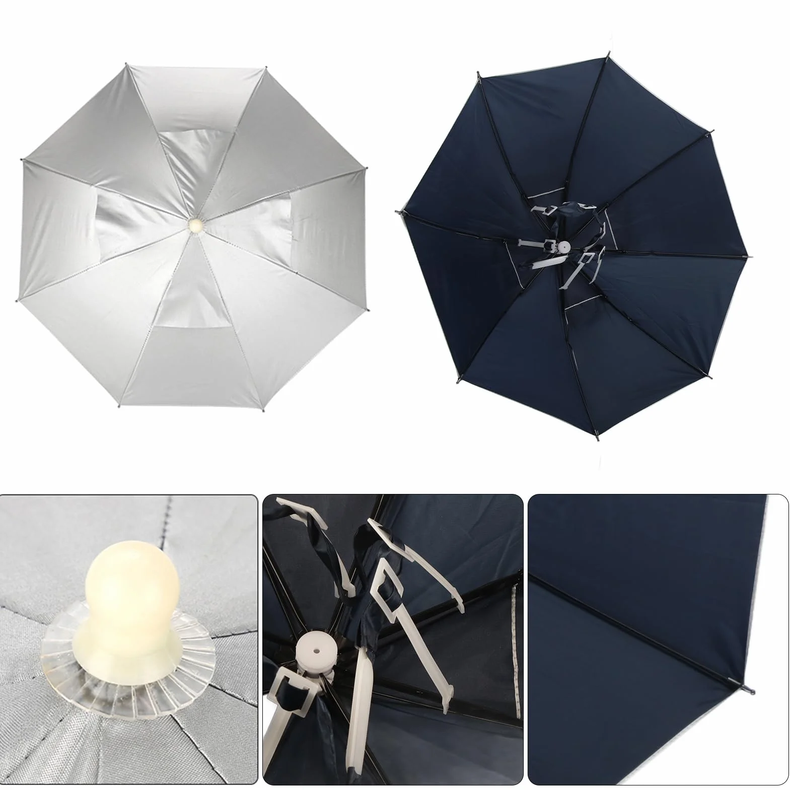Cocoarm Cappello per ombrello a mani libere con protezione UV impermeabile, berretto per ombrello, cappello da pesca, protezione solare, facile apertura e chiusura per pesca, concerti