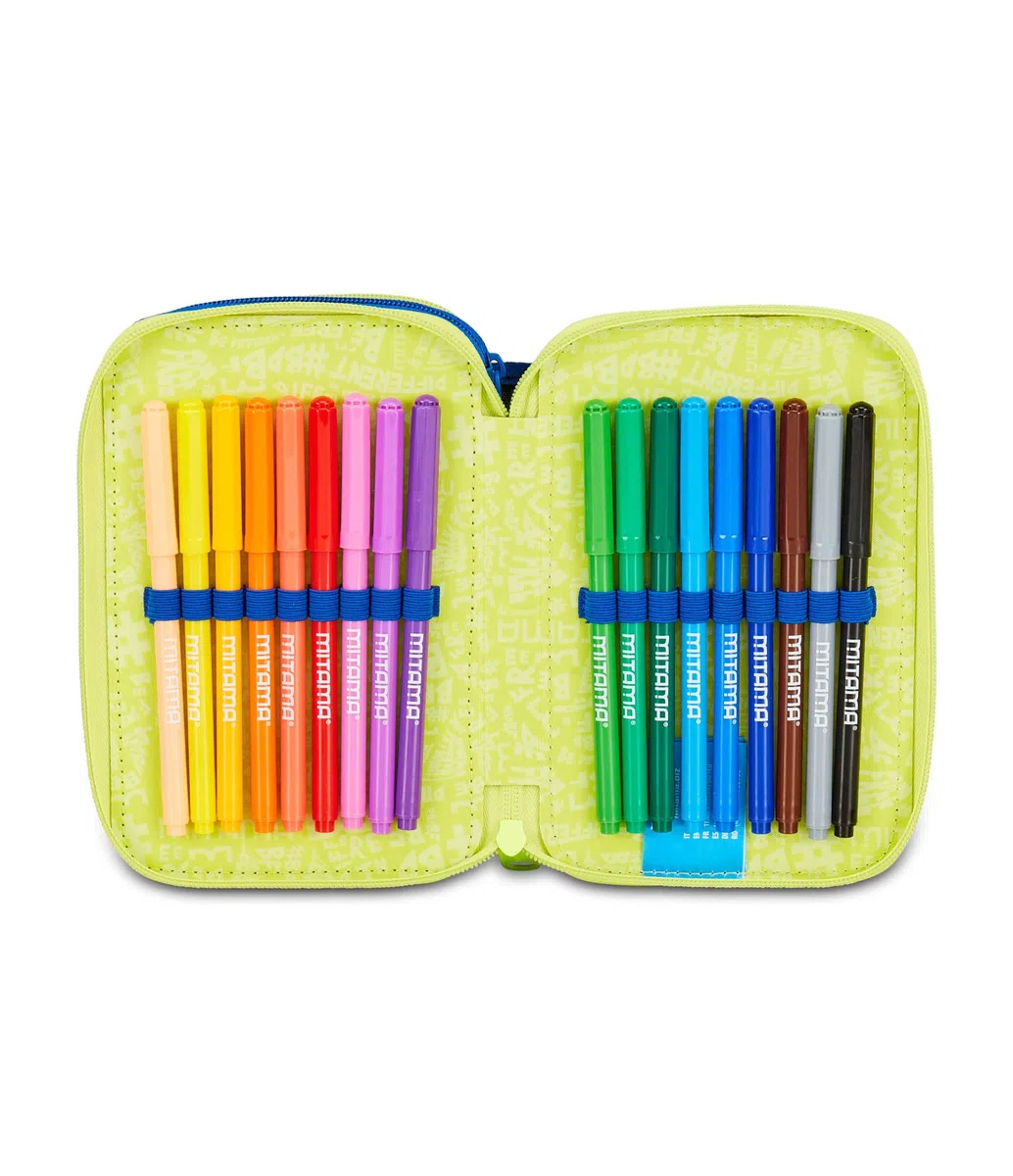 Mitama Astuccio Scuola 3 Scomparti, TRIPLO GAMING404, Contenuto 47 pz, Completo di Matite, Pennarelli, Portapenne Scuola Elementare Bambino
