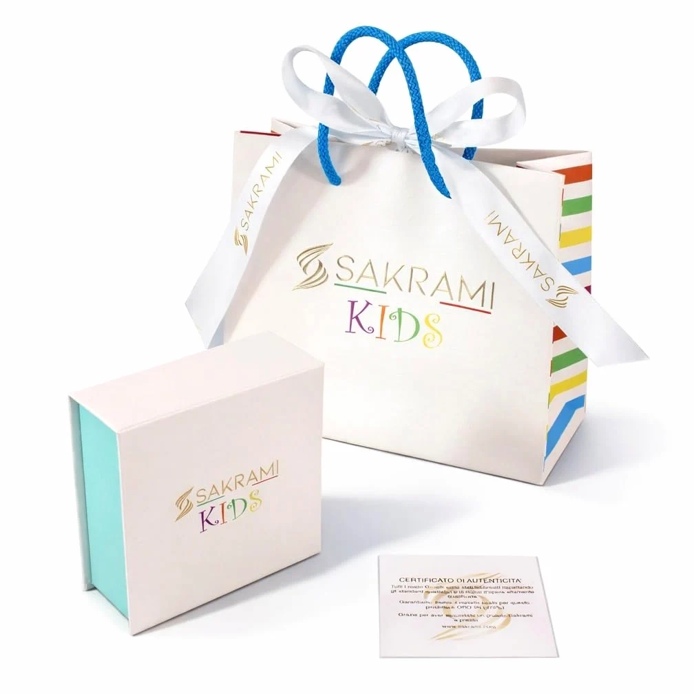 Sakrami Bracciale Argento 925 Bimbo Cordoncino Azzurro Macchinina Kids Collection + Confezione Regalo Personalizzata - Braccialetto per Nascita Comunione o Battesimo