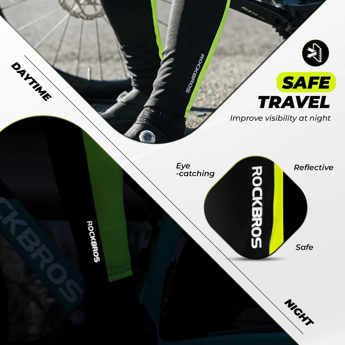 ROCKBROS Manicotti Braccia e Gambali Invernali Sportivi, Scaldabraccia Antivento Termico, Saldamuscoli Gamba Elastico per Ciclismo, Corsa, Escursionismo, Pallavollo, Uomo Donna