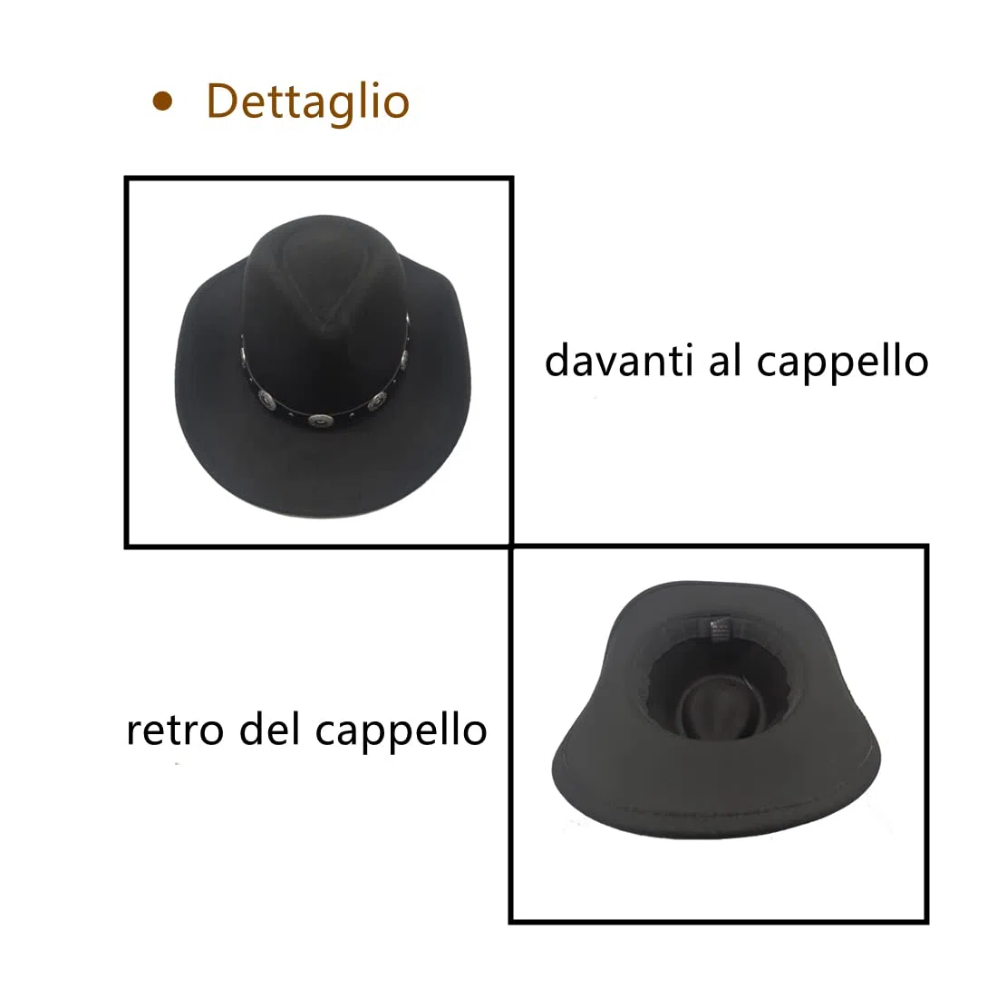 Willheoy Cappello da Cowboy a Tesa Larga Occidentale Western Australia Grande Bordo Unisex Uomo e Donna in Feltro Vintage