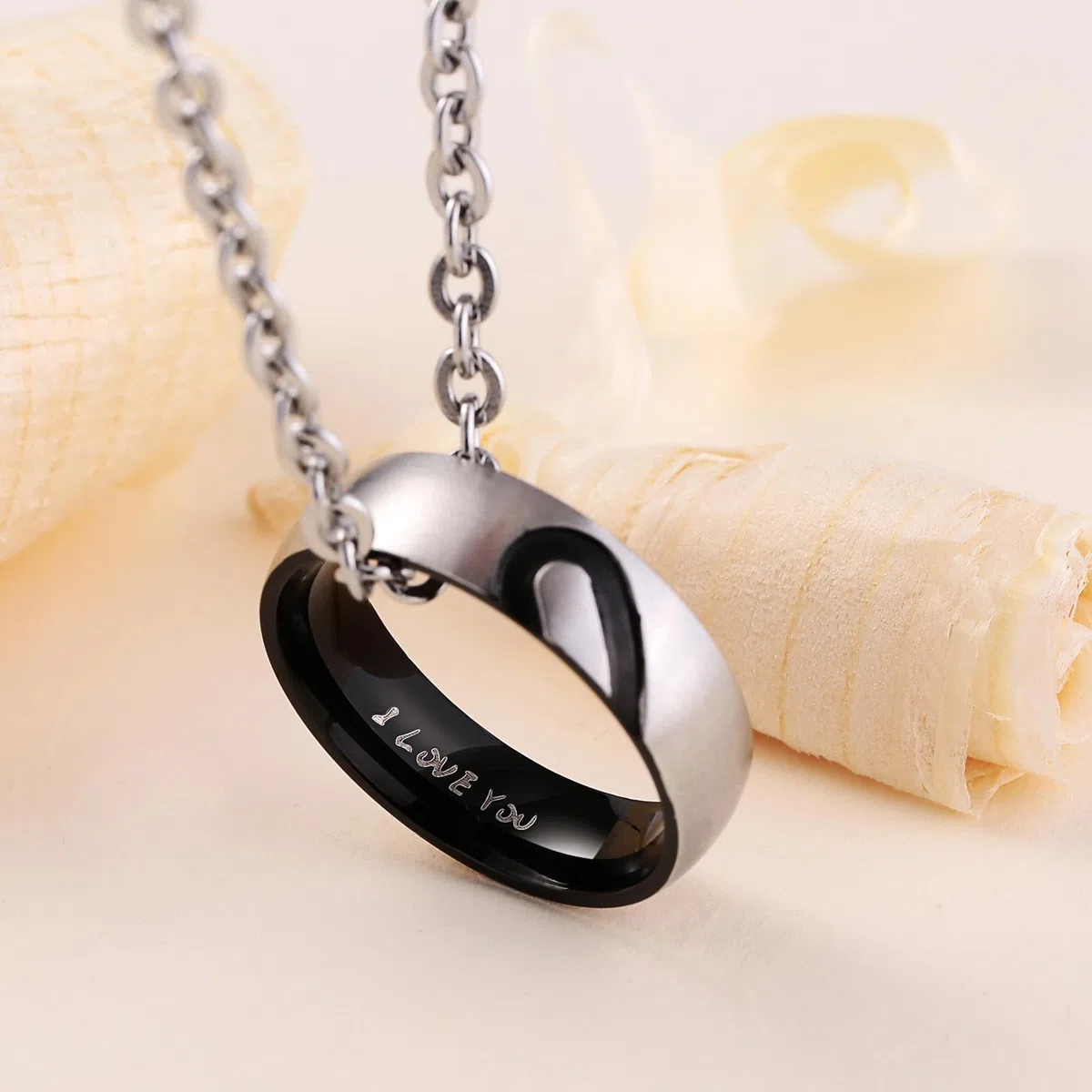 Collana Donna e Uomo, 6MM I Love You Acciaio Inossidabile Anello Collane Pendente Cuore, Collana Coppia Incisione Personalizzata