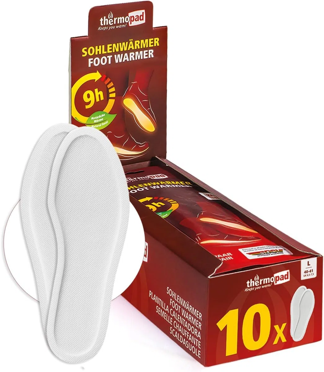 THERMOPAD scalda-suole - 10 paia (disponibili in 5 taglie) - extra caldo - solette riscaldanti - piedi caldi per 9 ore - autoriscaldante