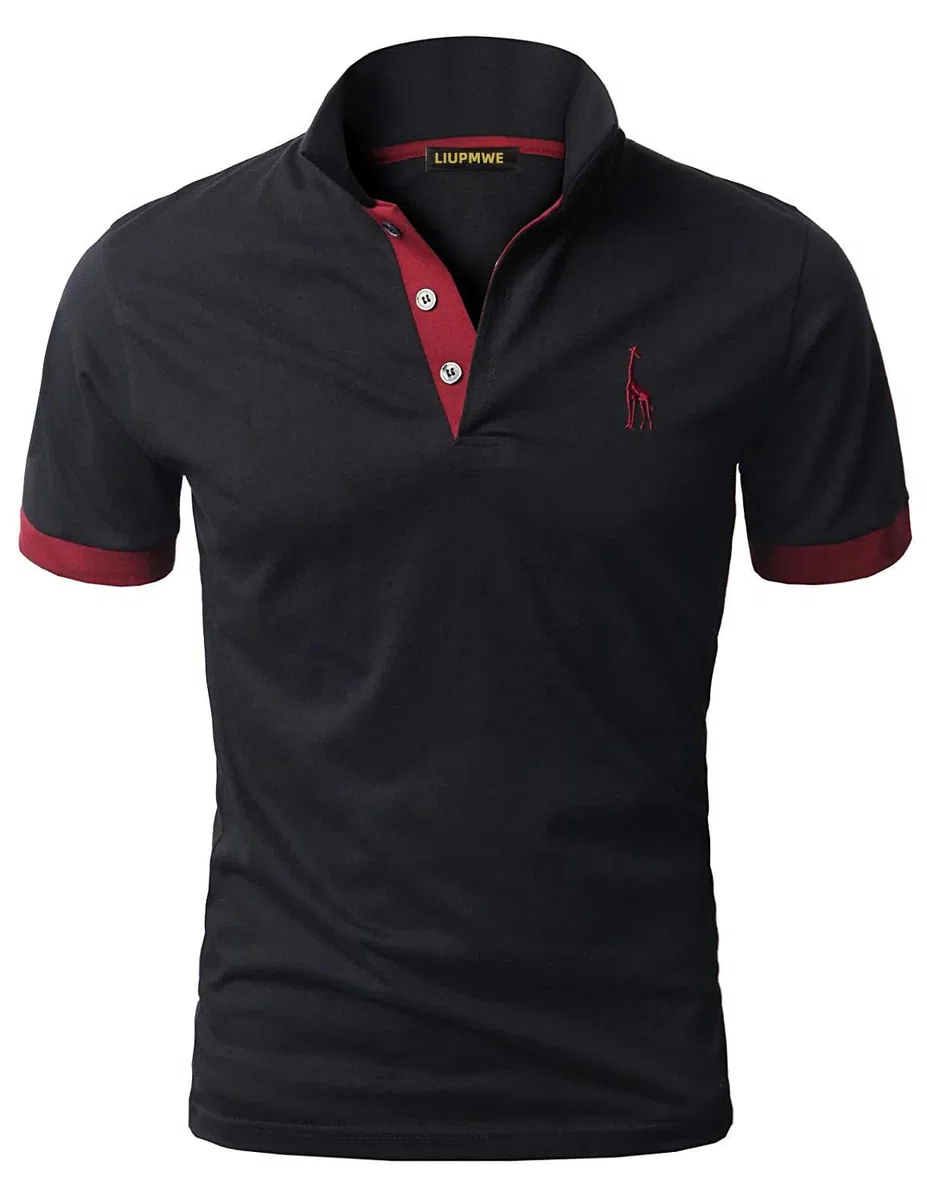 LIUPMWE Polo Uomo Manica Corta Ricamo Giraffa Cotone Moda Comodo vestibilità Slim Golf Poloshirt Sportive Shirt