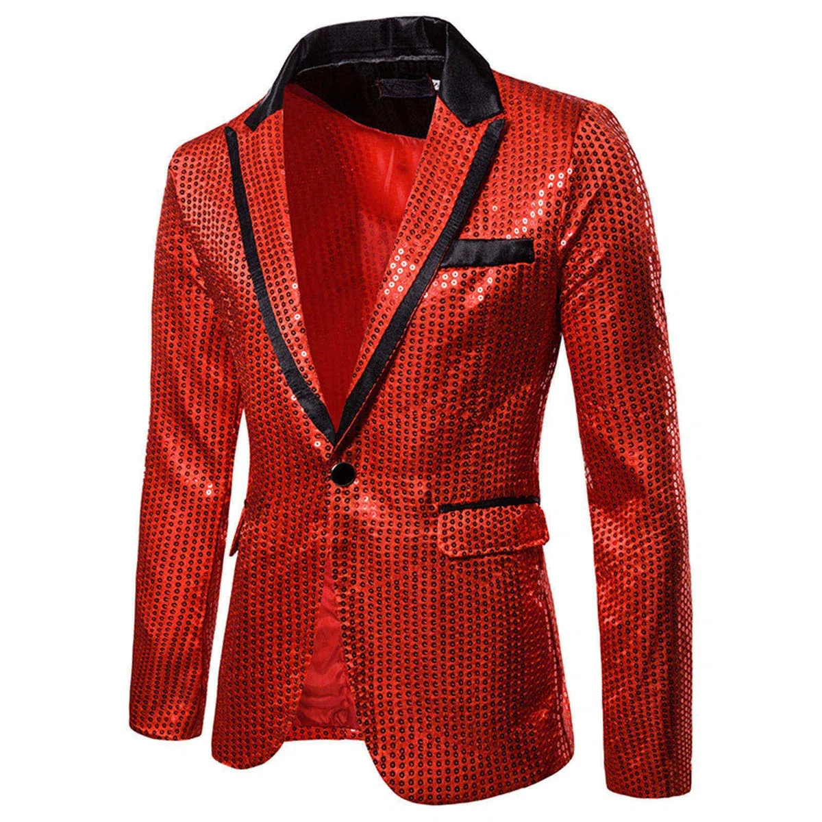 Giacca con brillantini, da uomo, per matrimoni, feste, paillettes, slim fit, un bottone, per smoking, da uomo, per feste, per il tempo libero, per lo sport all'aria aperta