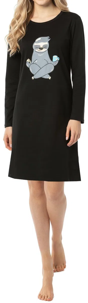 In One Clothing Camicia da notte da bambina – morbido jersey singolo in 100% cotone – con motivi bradipo