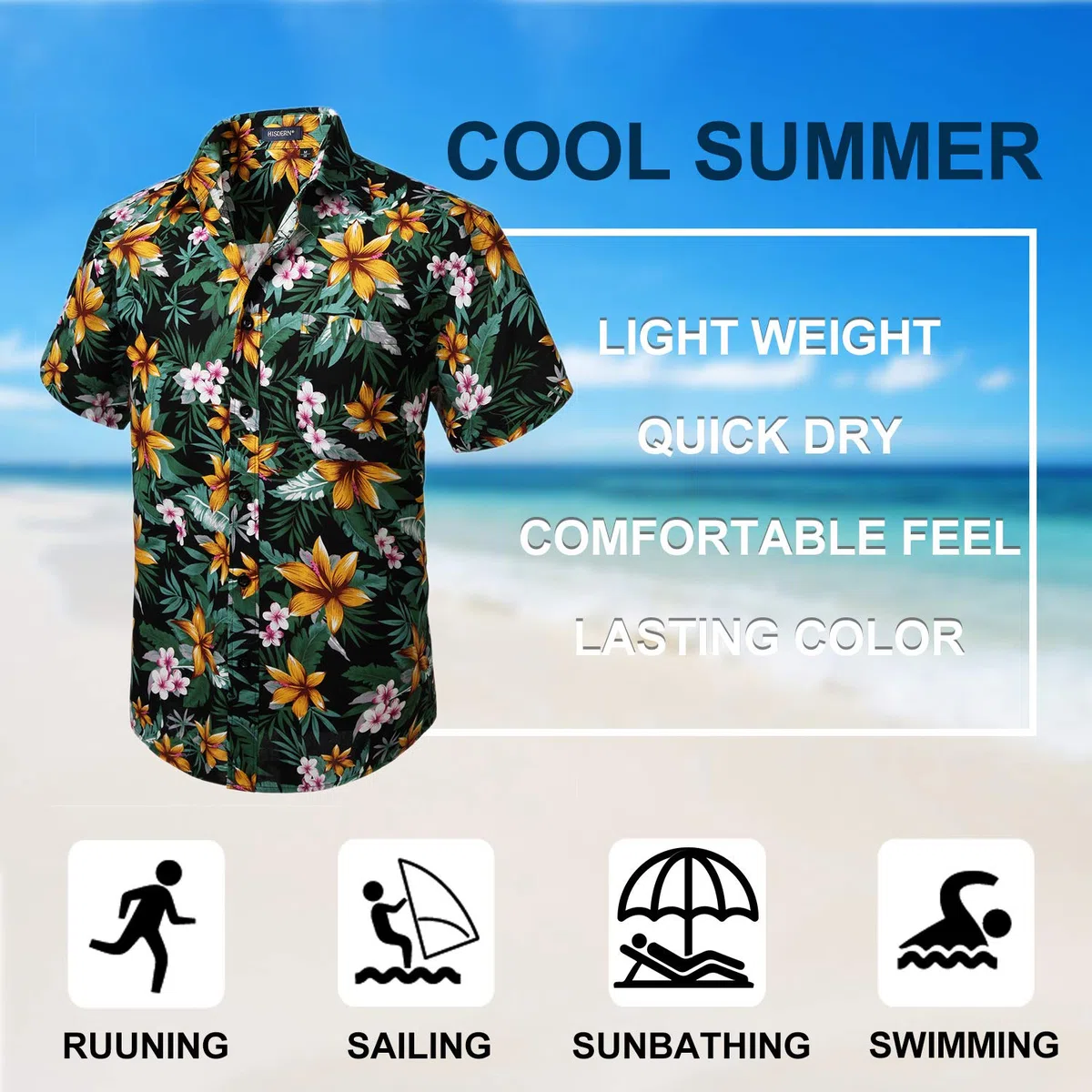 HISDERN Camicie Aloha Hawaiana Funky Manica Corta Tasca Anteriore Vacanza Estate Stampato Spiaggia Camicia Casual Hawaii S-2XL