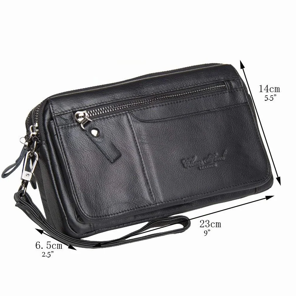 Pochette in pelle borsa da polso per uomo donna viaggi d'affari all'aperto organizzatore cinturino da polso marsupio portamonete portamonete tasca multipla porta telefono iPhone 7 Plus/8/8 Plus/X, #01