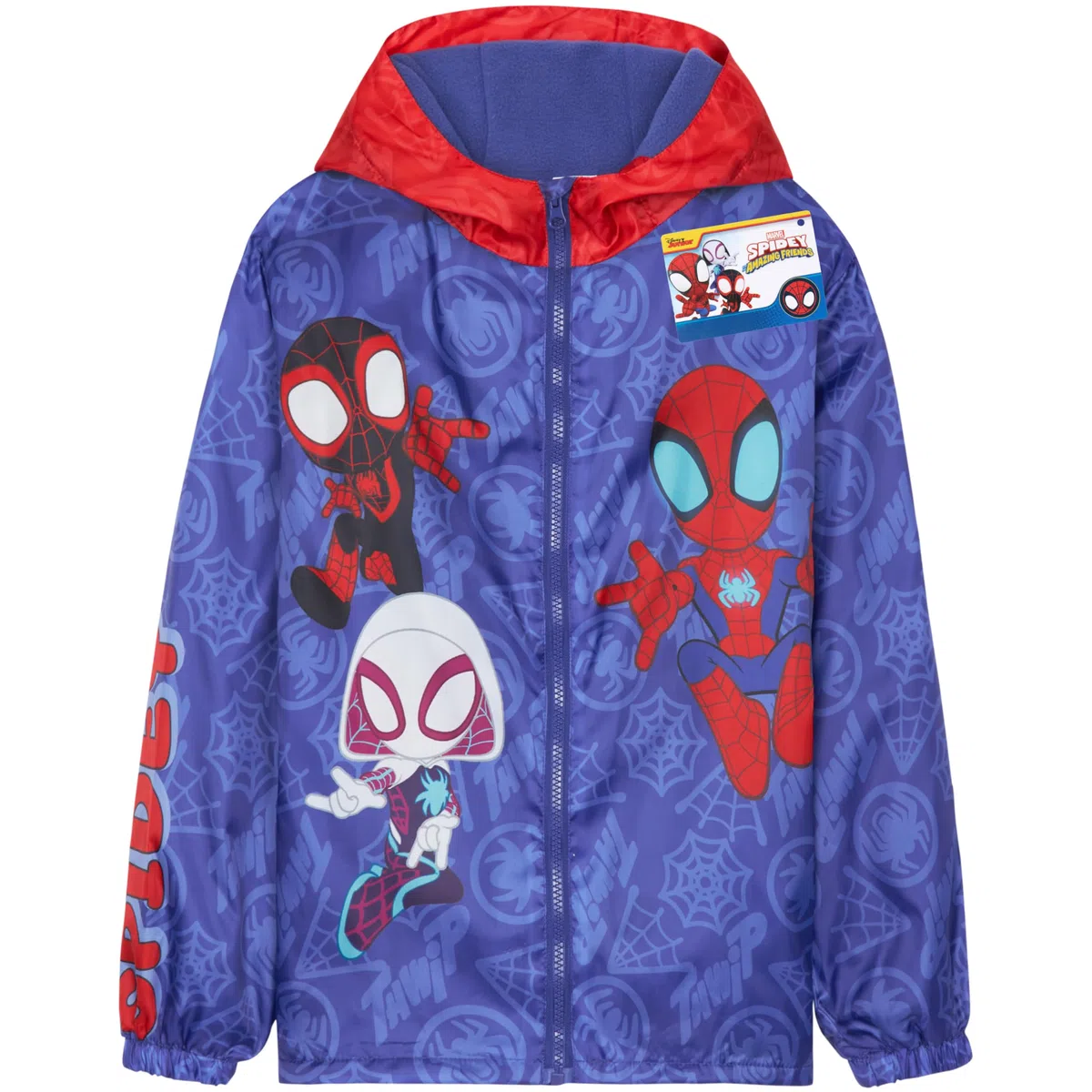 Marvel Spidey Giacca Impermeabile Bambino, Giacca Antipioggia con Cappuccio e Fodera in Pile, Idea Regalo per Ragazzi