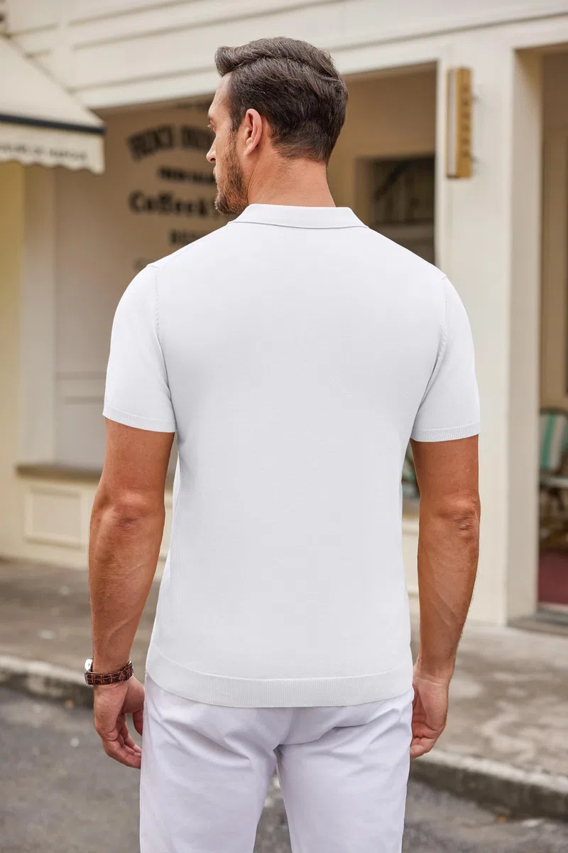 COOFANDY Polo da Uomo lavorate a Maglia Polo estive a Maniche Corte Polo da Golf basiche Elasticizzate