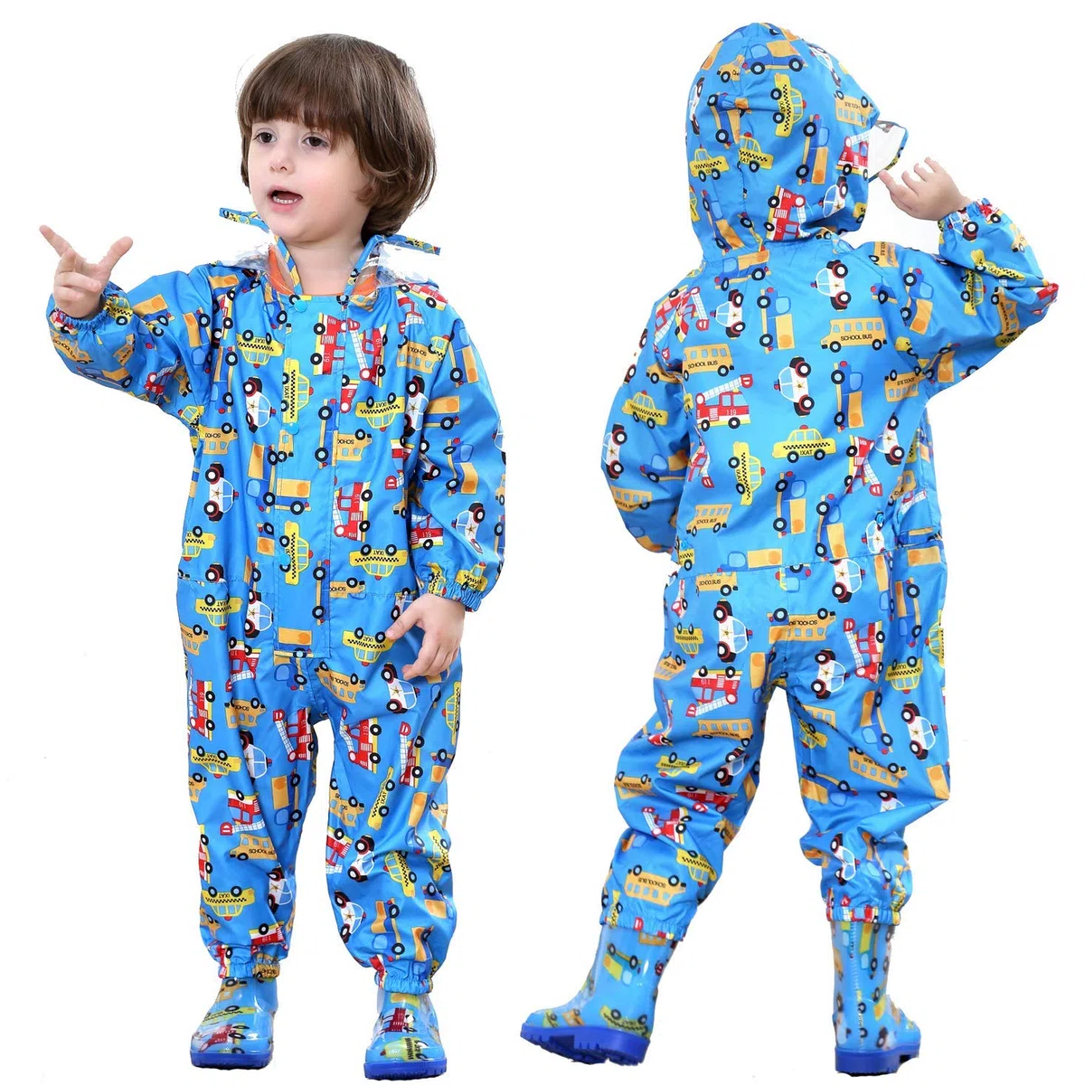 JinBei Bambino Impermeabile Bambini da Pioggia con Cappuccio Ragazzi Antipioggia Giacca Tuta Ragazze Tasca Cerniera Portatile Sportivo Jogging Impermeabili Scuola Unisex Bimbo Bimba 1-10 Anni