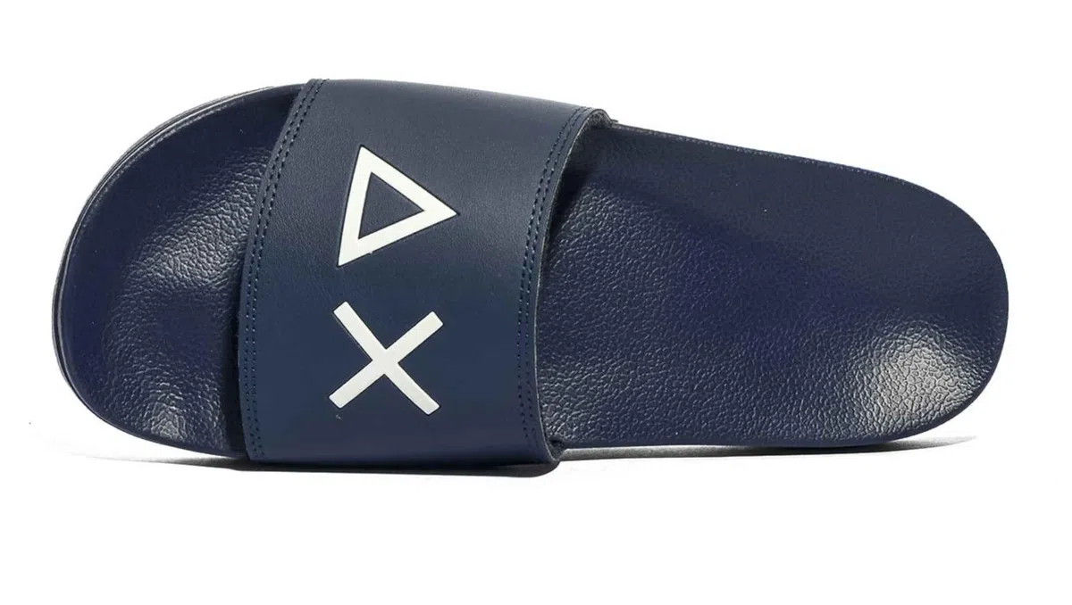 SUN68 X36110 Slippers Logo Navy Blue Ciabatte per Uomo in Gomma