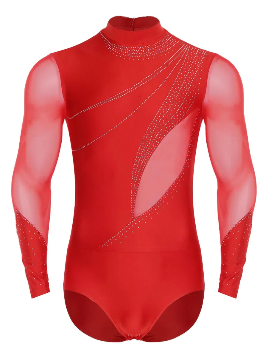 dPois Uomo Body da Ballo Latino Americano Tango Body Danza Classica Standard Moderna Manica Lunga Balletto Leotards Costume Danza Samba Rumba Salsa Prestazioni