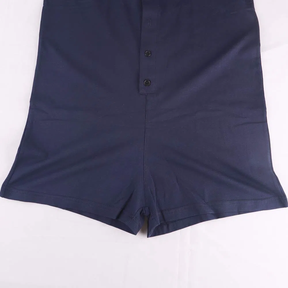 Muscle Alive Uomo Tuta Intera da Maniche Corte Uomo in Tutina Henley in Cotone Elasticizzato Super Confortevole