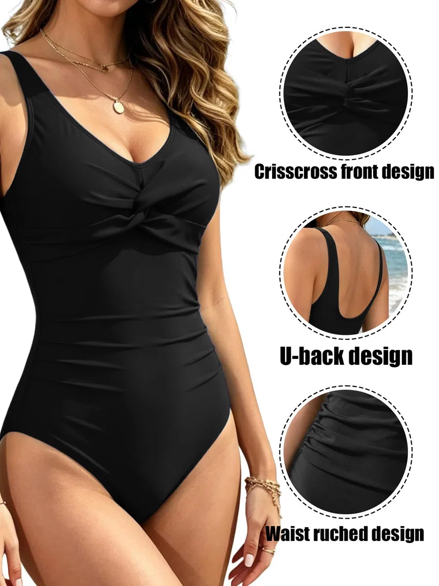 Costume Intero Donna da Contenitivo Push Up a Vita Alta Costumi con Scollo a V da Bagno Donna Beachwear dello Swimwear Imbottito