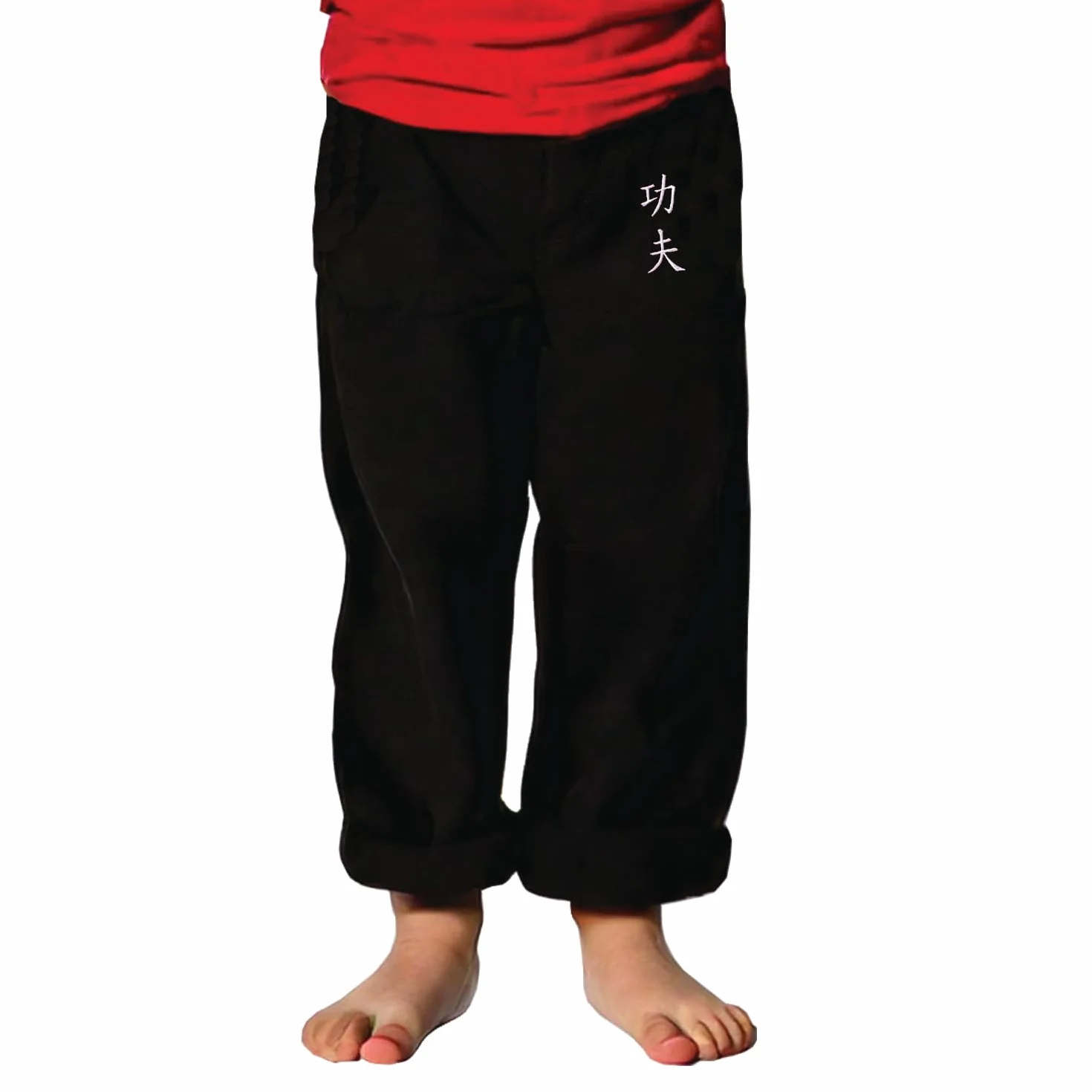 Pantaloni Kung Fu da bambino stile Tai Chi e Wing Chun Kimono leggeri e larghi, Nero Kung Fu, 10 anni