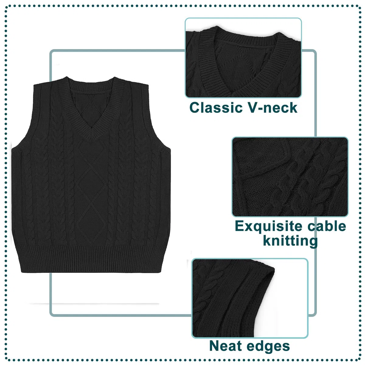 Niwicee Maglione Senza Gilet Donna Scollo a V Pullover Maglioni Invernali Maniche Maglione Smanicato Invernale Elegante Maglia Gilet Smanicato
