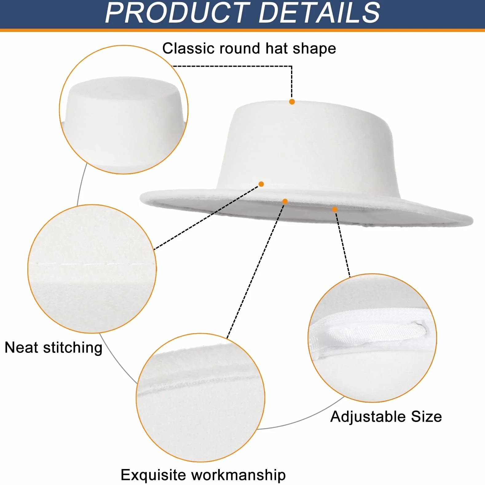 GEMVIE Fedora Cappello con Largo Bordo Donne Uomo Felt Flat Church Derby Cappello