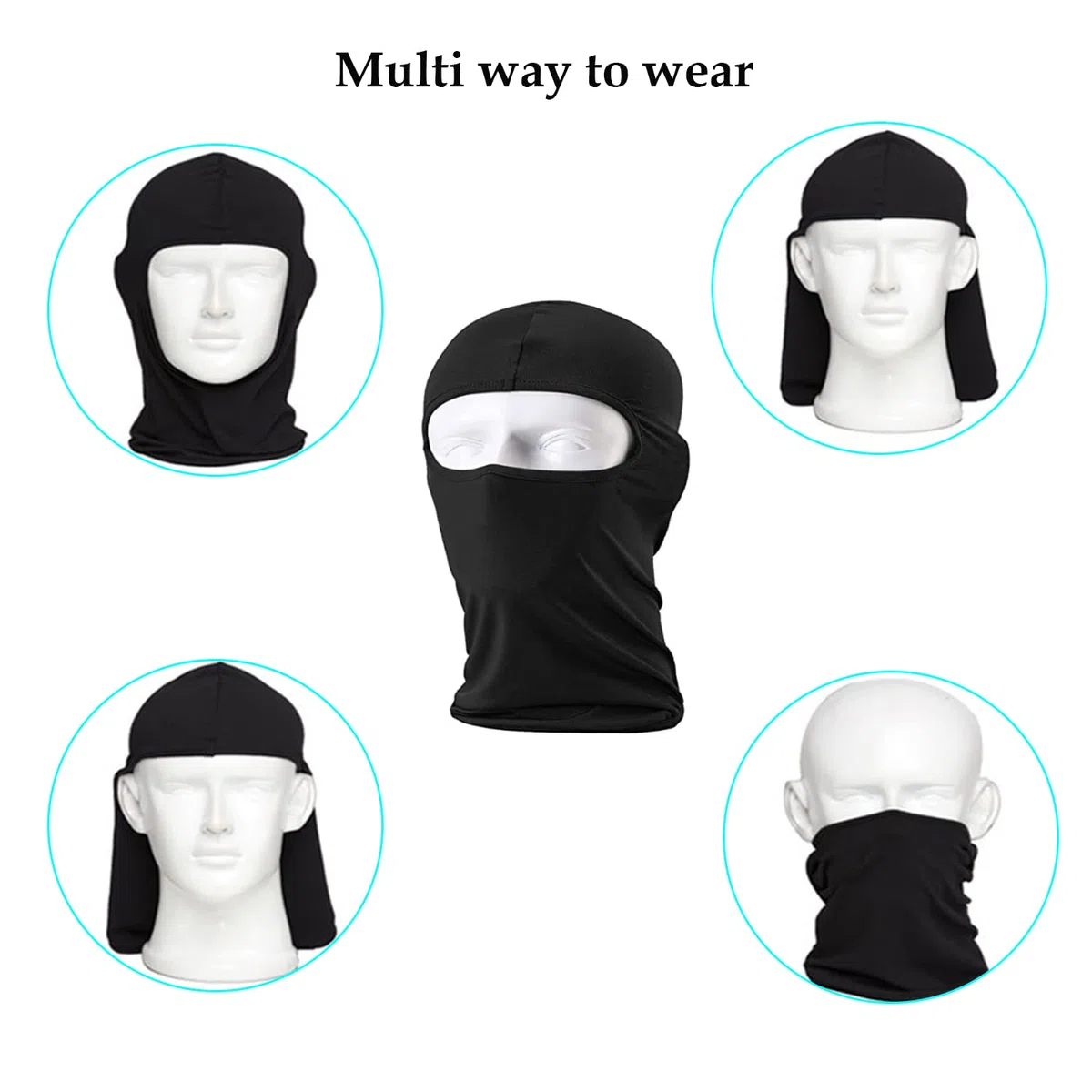 3 Pezzi Passamontagna Sci Balaclava Moto Maschera Morbido e Traspirante Unisex Sottile Tessuto Elastico Traspirante Antivento per Sport Ciclismo ed attività all’Aria Aperta Unisex