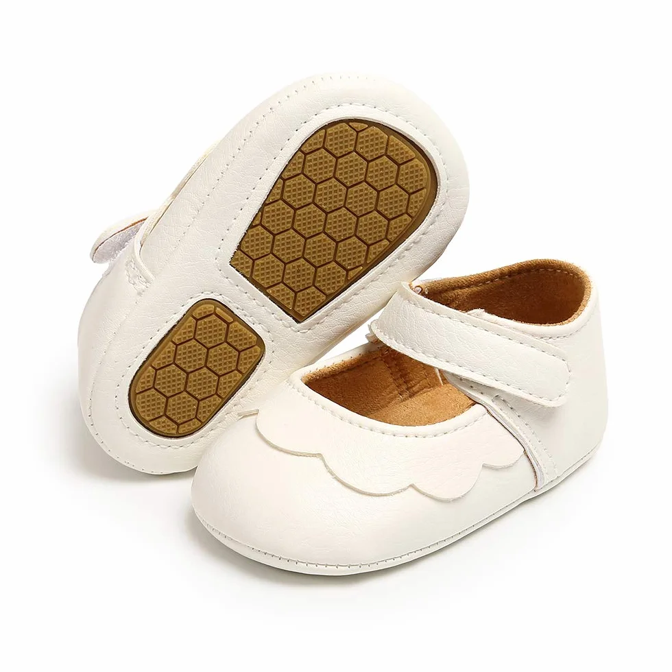 MASOCIO Scarpine Neonata in Morbida Pelle Scarpe Bambino Primi Passi con Suole Morbide Scarpette Antiscivolo per Bimba 0-18 Mesi