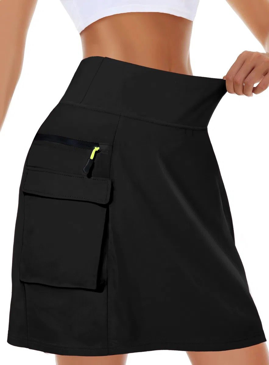 Kimmery Gonna cargo da donna ad asciugatura rapida, con 5 tasche, a vita alta, per escursioni casual