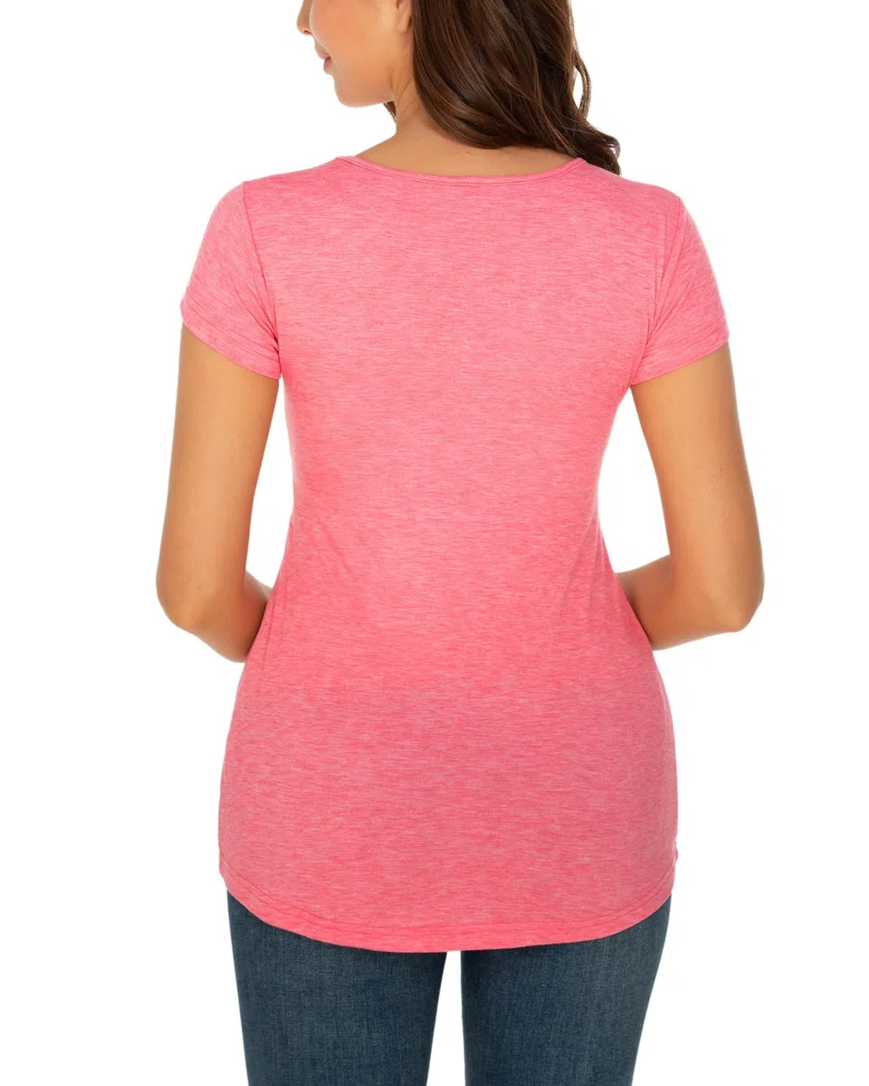 Maglia da donna incinta con maniche a 3/4, Rosa a righe