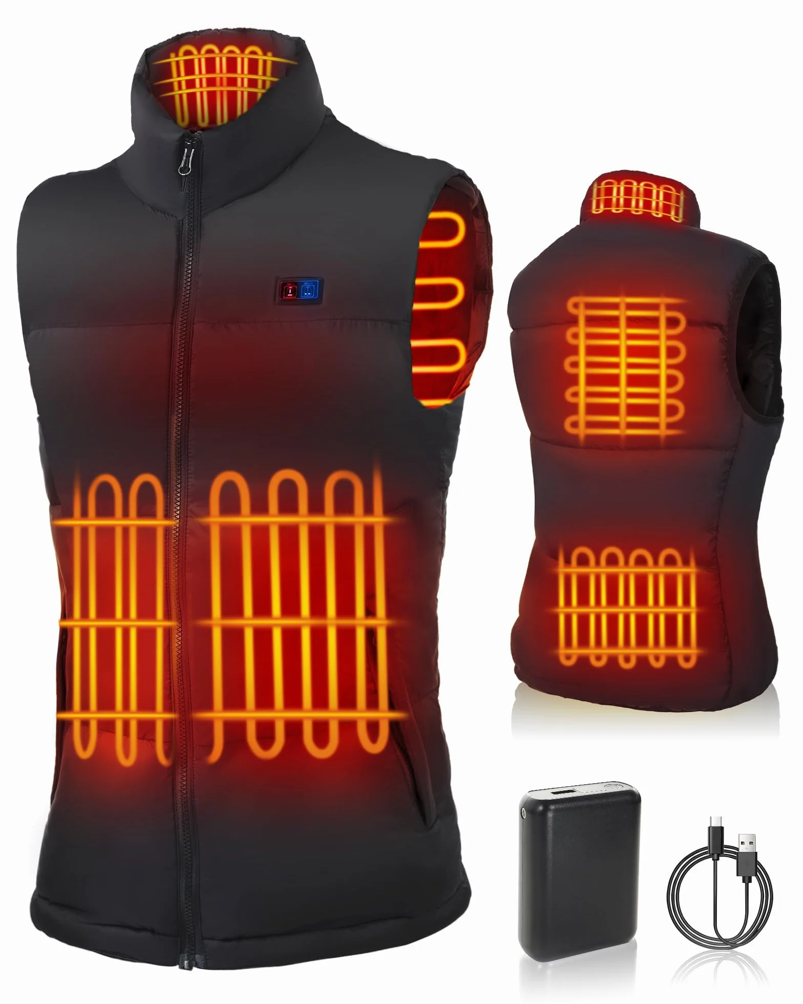Gilet Riscaldato Donna Uomo con Powerbank 18400mAh, Gilet Termico Elettrico 7.4V con 3 Livelli di Calore e 5 Zone Riscaldanti – Extra Caldo per Inverno, Lavoro, Sci e Attività Outdoor