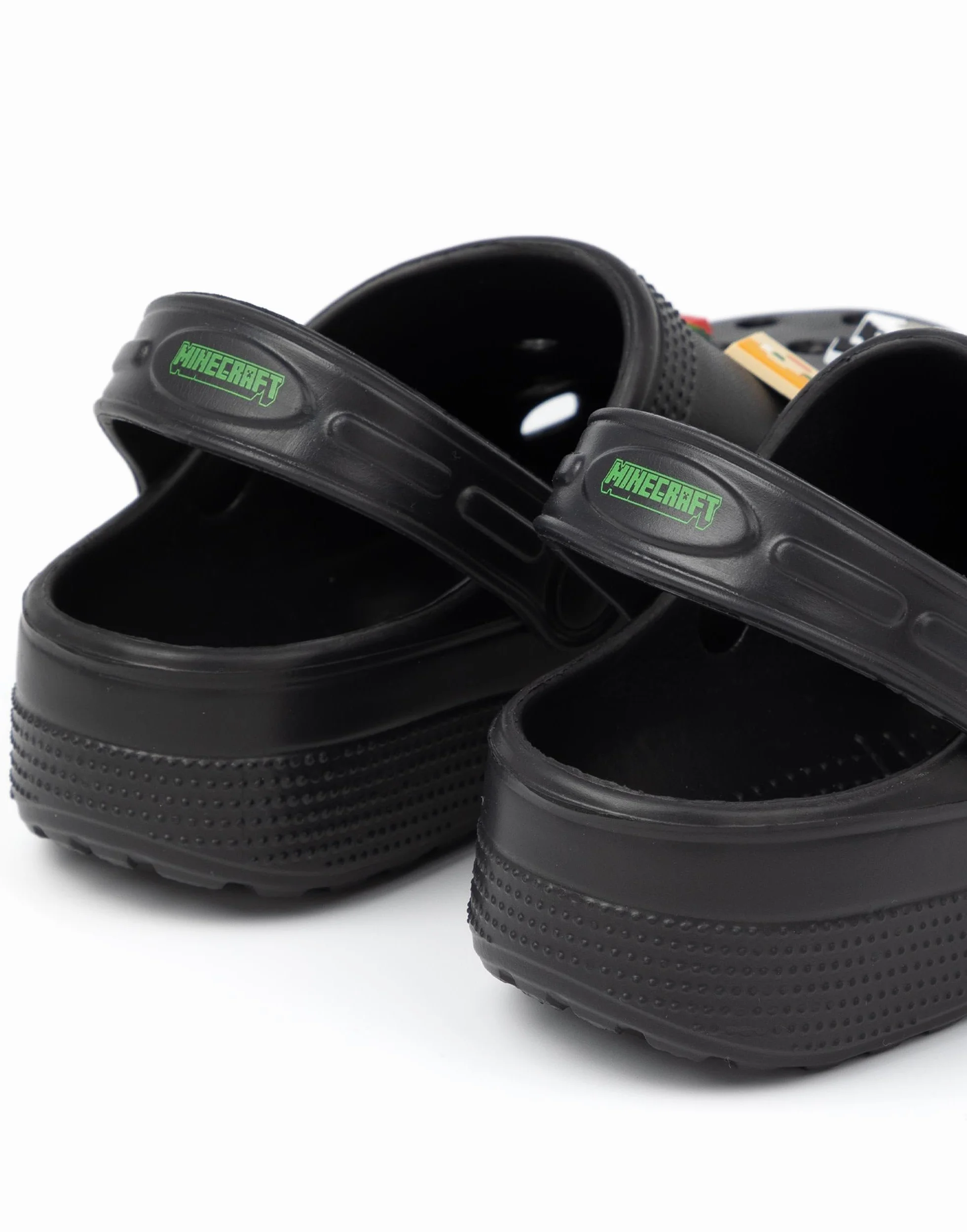 MINECRAFT Zoccoli Classici per Bambini | Ciabatte Ventilate Nere con Cinturino di Supporto per Ragazzi e Ragazze | Calzature con ciondoli novità Game Creeper TNT Weapons