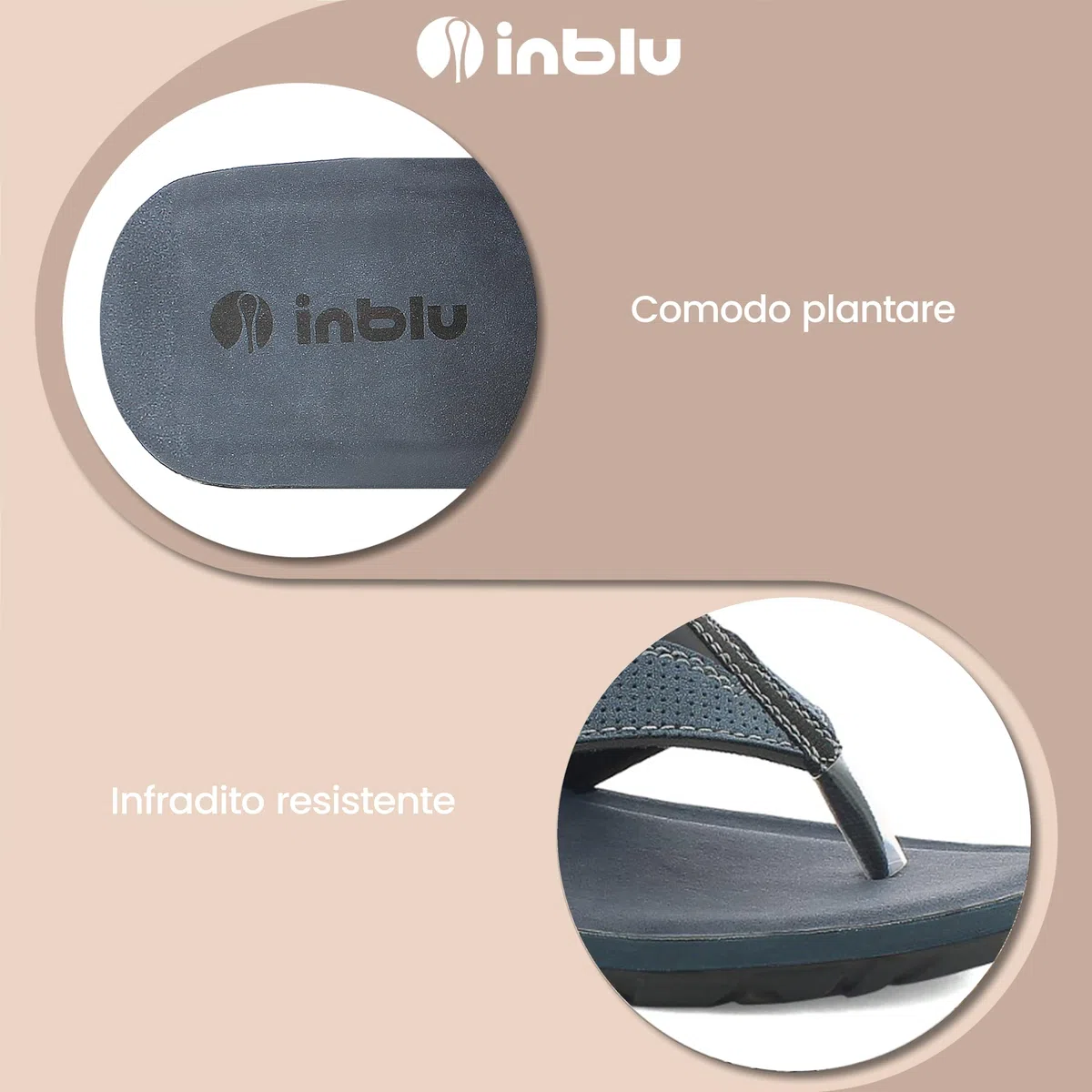 inblu Ciabatte Infradito Uomo Bicolore Con Plantare Imbottito In Ecopelle Sandali a ciabattaUomo