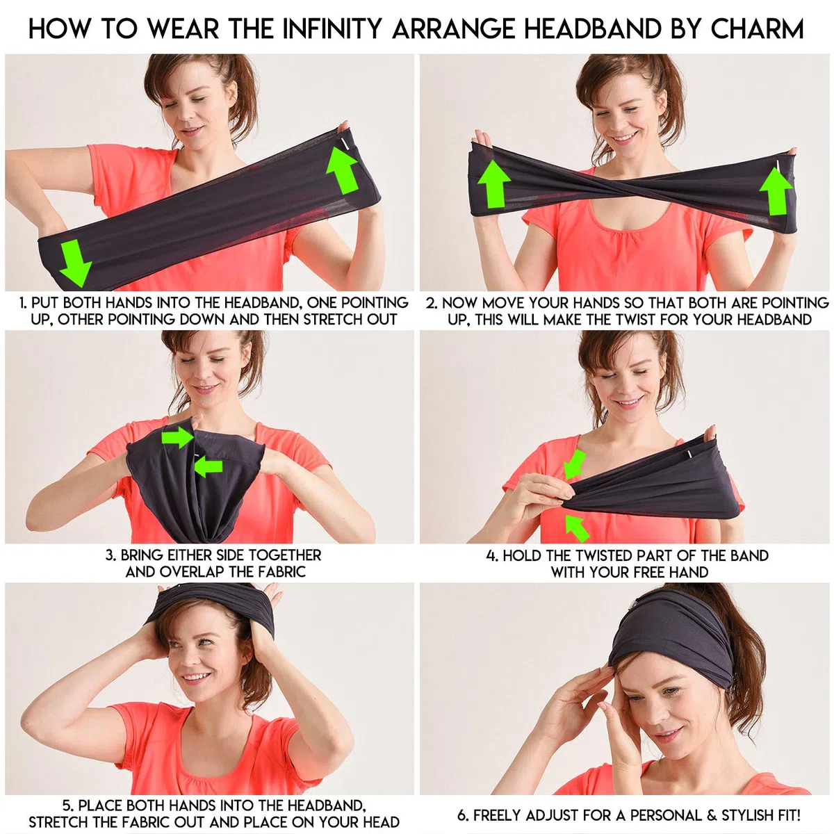 CHARM Bandana Elastico Uomo, Fascia Capelli Donna Stile Giapponese, Per Capelli Lunghi E Dread, Fascia Testa Avvolgente Nero