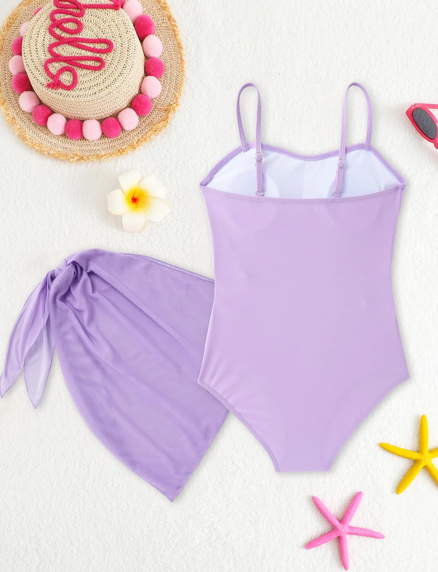 SEAUR Costume da bagno da bambina con gonna a rete, set di costumi da bagno per bambini, 7-16 anni