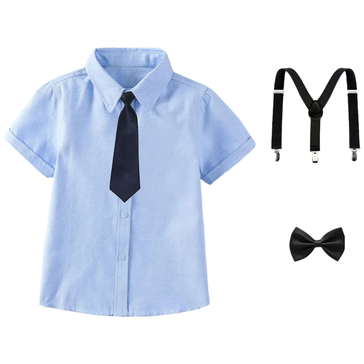 amropi Ragazzi Completini e Coordinati Bambino a Maniche Corte Camicie e Pantaloni e Cravatta per 3-12 Anni