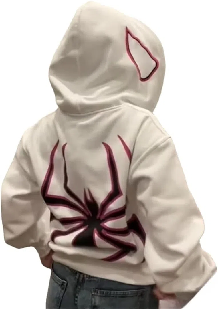Felpa con Cappuccio da Donna Uomo Y2K Spider Grunge Hoodie Oversize Punk Clothes Tops a Maniche Lunghe Halloween Sweatshirt