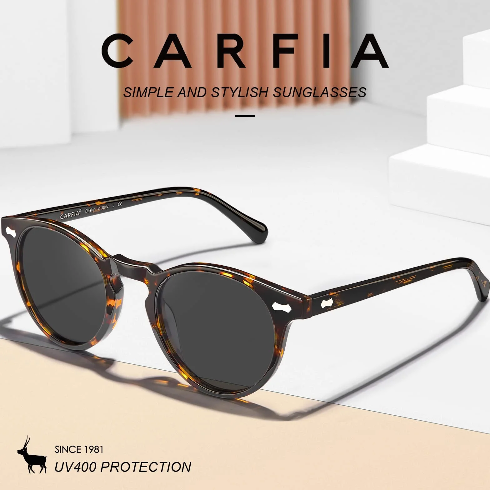 Carfia Retro Rotondi Occhiali da Sole da Donna Polarizzati UV400 Protezione