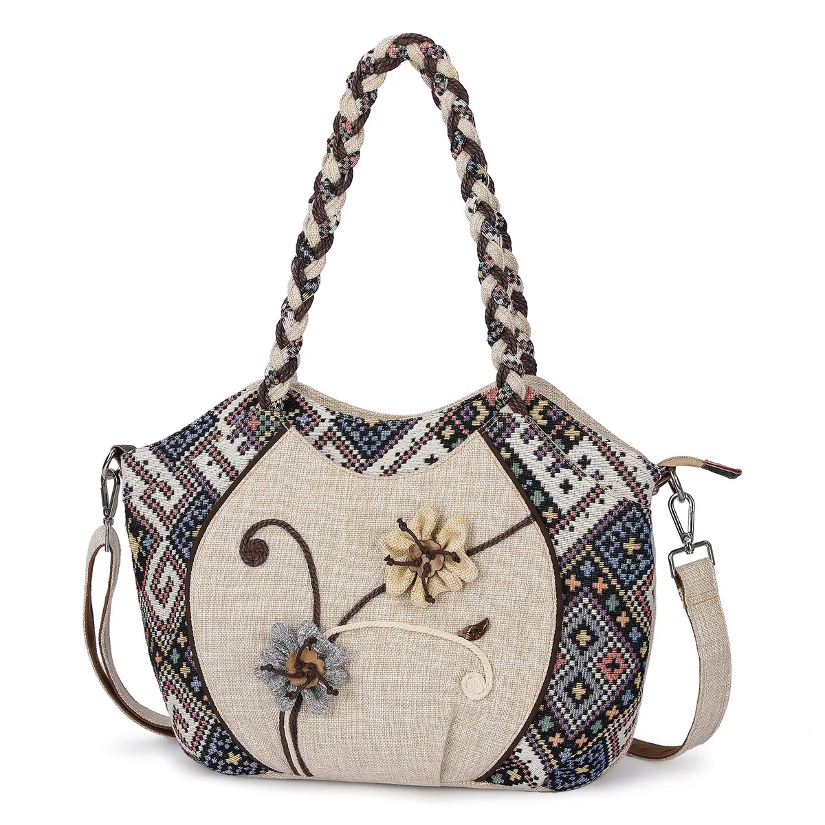 Borsa a tracolla da donna, stile etnico, stile bohémien, borsa a tracolla per senzatetto. Borsa hobo per ragazza
